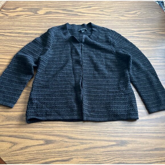 Banana Republic black long sleeved Lamb’s wool blend cardigan sweater size Large - Picture 1 of 8